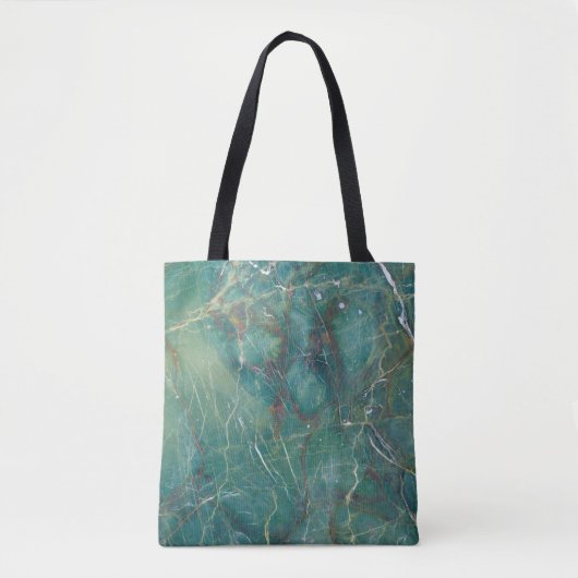 Malachietgroene marmertextuur, detailstructuur van tote bag (Voorkant)