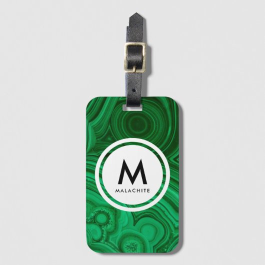 Malachietmineraalmonogram Bagagelabel (Voorkant (verticaal))