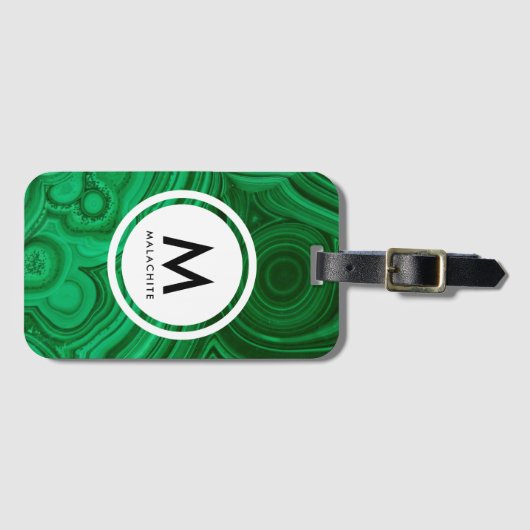 Malachietmineraalmonogram Bagagelabel (Voorkant (horizontaal))