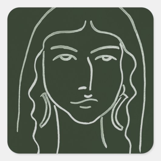 Malachietportret met Long Hair Vierkante Sticker (Voorkant)