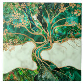 Malachite en Abalone Tree of life abstract Tegeltje (Voorkant)