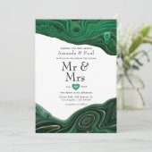 Malachite en Gold Strata Agate Mr & Mrs Wedding Kaart (Staand voorkant)