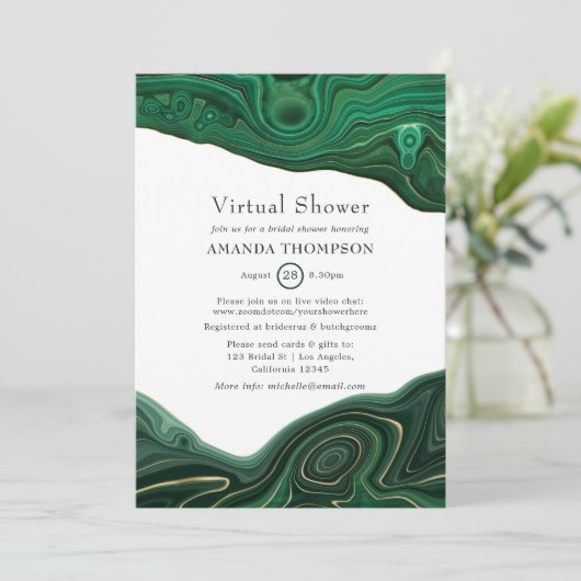 Malachite en Gold Strata Agate Virtual Shower Kaart (Staand voorkant)