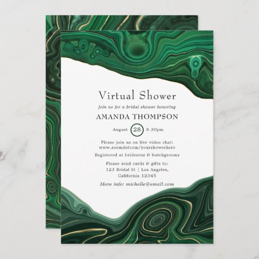 Malachite en Gold Strata Agate Virtual Shower Kaart (Voorkant / Achterkant)