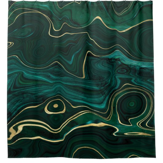 "Malachite Texture with Gold Strata" Douchegordijn (Voorkant)