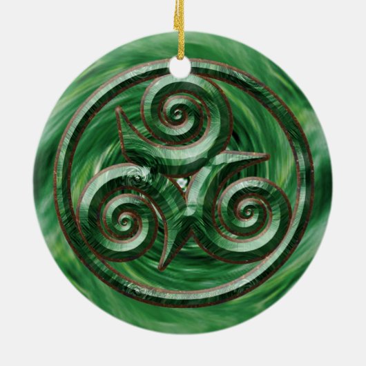Malachite Triskel Keramisch Ornament (Achterkant)