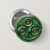 Malachite Triskel Ronde Button 5,7 Cm (Voorkant /achterkant)