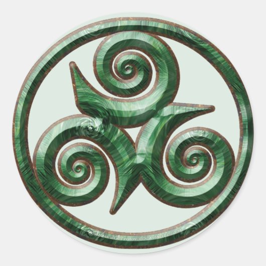 Malachite Triskel Ronde Sticker (Voorkant)