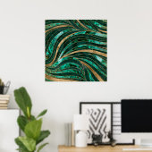Malachite Wavy Pattern Poster (Thuiskantoor)