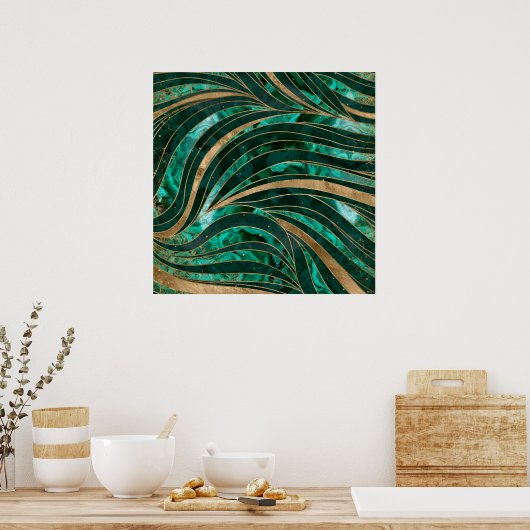 Malachite Wavy Pattern Poster (Keuken)