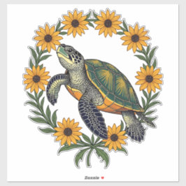 Malaclemys Terrapin And Black Eyed Susan Flowers Sticker