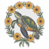 Malaclemys Terrapin And Black Eyed Susan Flowers Sticker (Voorkant)