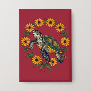 Malaclemys Waterschildpad En Black Eyed Susan Bloe Button