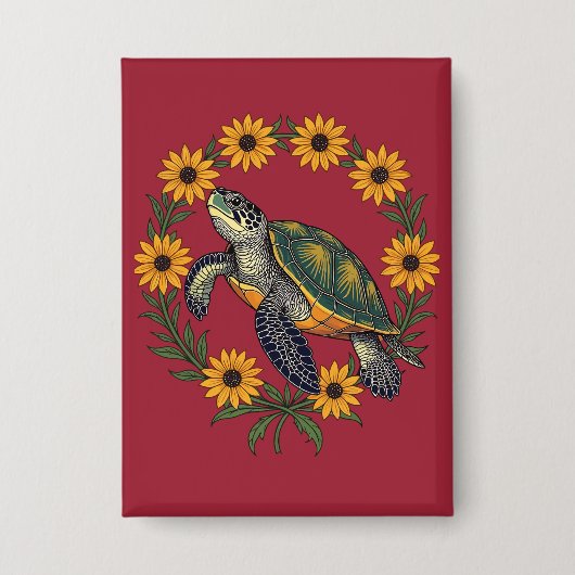 Malaclemys Waterschildpad En Black Eyed Susan Bloe Button (Voorkant)