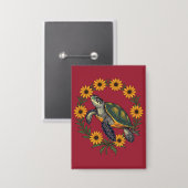 Malaclemys Waterschildpad En Black Eyed Susan Bloe Button (Voorkant / Achterkant)