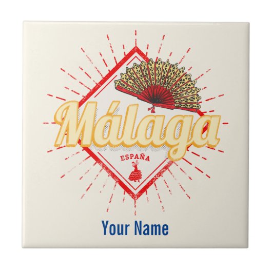 Malaga Andalusië Spanje Retro Flamenco Vintage Tegeltje (Voorkant)