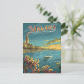 Malaga in Retro Charme - Vintage Reizen Briefkaart (Staand voorkant)