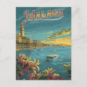 Malaga in Retro Charme - Vintage Reizen Briefkaart