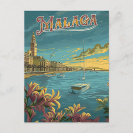 Malaga in Retro Charme - Vintage Reizen Briefkaart
