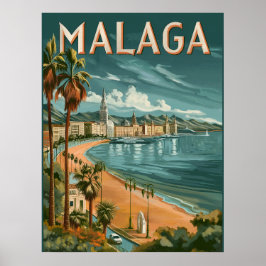 Malaga in Retro Charme - Vintage Reizen Poster