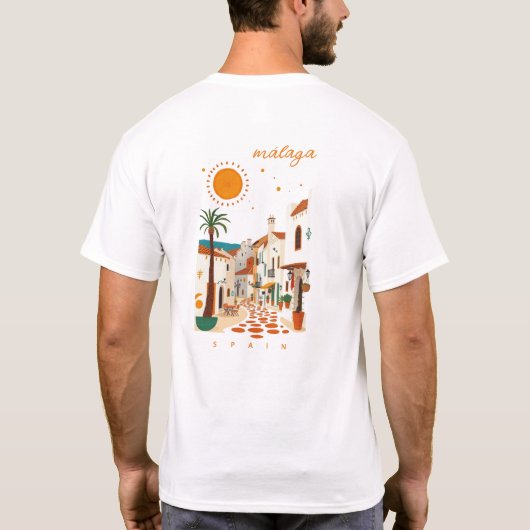 Malaga Málaga Spanje witte stad kleding T-shirt (Achterkant)
