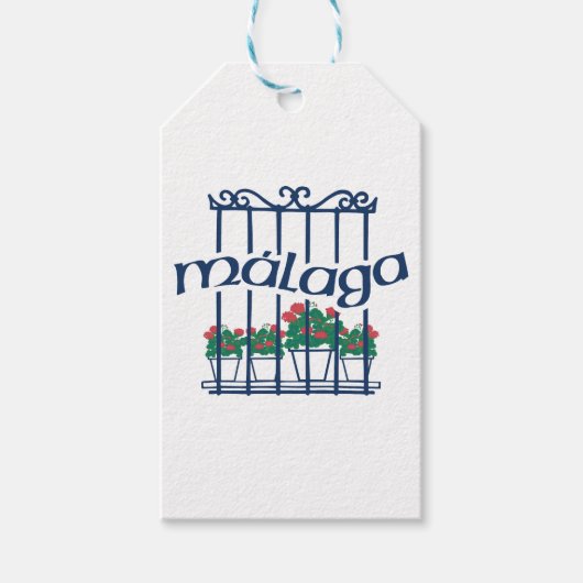 Malaga, raam met bloemen cadeaulabel (Voorkant)
