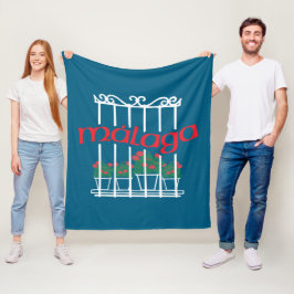 Malaga, raam met bloemen fleece deken
