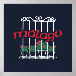 Malaga, raam met bloemen poster