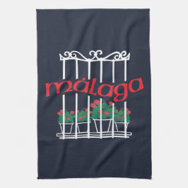 Malaga, raam met bloemen theedoek
