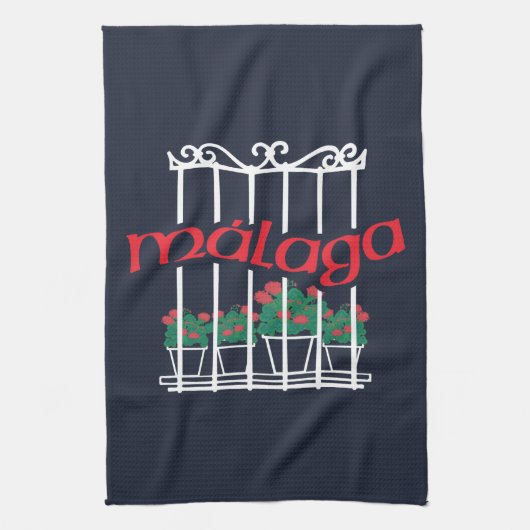 Malaga, raam met bloemen theedoek (Verticaal)