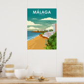 Malaga Spain  Minimal Retro Travel Poster (Keuken)