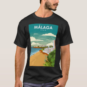 Malaga Spain Minimal Retro Travel Poster T-shirt