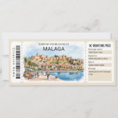 Malaga Spain Trip Boarding Pass Ticket Kaart (Voorkant)