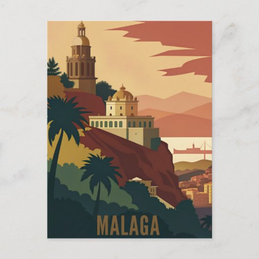 Malaga Spain vintage Briefkaart (Voorkant)