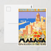 Malaga Spain vintage Briefkaart (Voorkant / Achterkant)