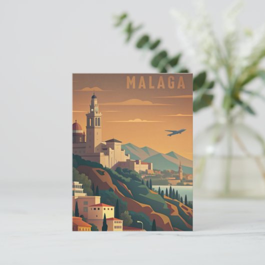 Malaga Spain vintage Briefkaart (Staand voorkant)