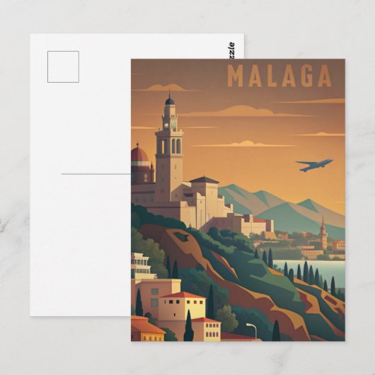 Malaga Spain vintage Briefkaart (Voorkant / Achterkant)