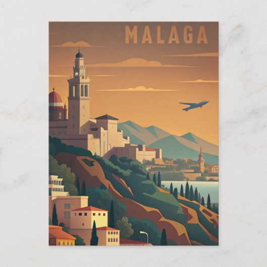 Malaga Spain vintage Briefkaart (Voorkant)