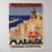 Malaga Spain Vintage Travel Poster (Voorkant)