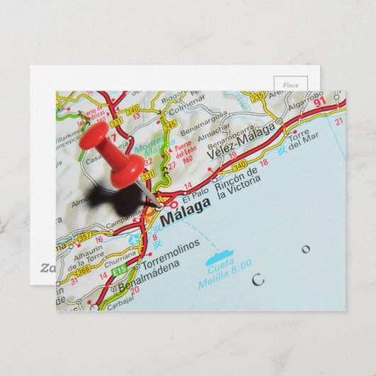 Malaga, Spanje Briefkaart (Voorkant / Achterkant)