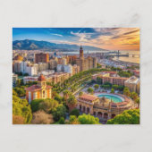 Malaga Spanje Cityscape Briefkaart (Voorkant)