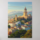 Malaga Spanje Cityscape reizen Poster (Voorkant)