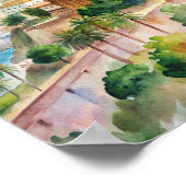 Malaga Spanje Cityscape Waterverf Schilderij Poster (Hoek)