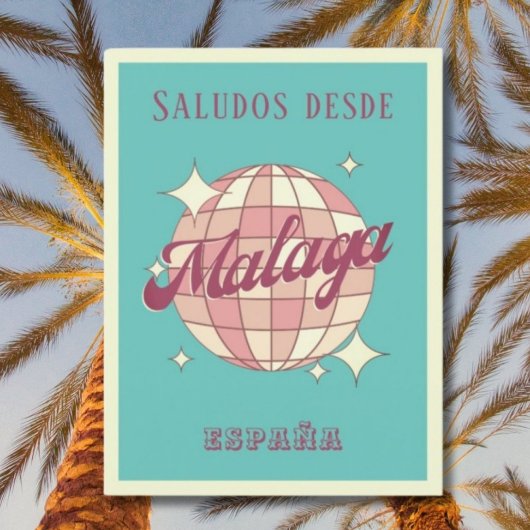 Malaga Spanje España Retro Briefkaart