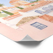 Malaga Spanje Gouache Verf Illustratie Reizen Poster (Hoek)