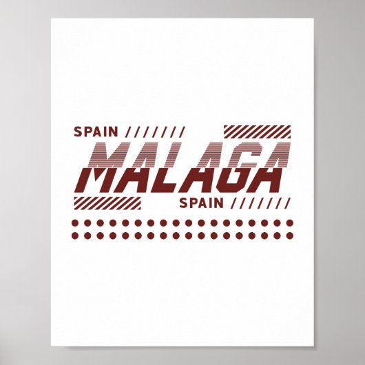 Malaga Spanje Modern Urbane Typografie Ontwerp Poster (Voorkant)