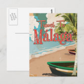 Málaga,Spanje Oude vakantieposter Briefkaart (Voorkant / Achterkant)