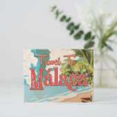 Málaga,Spanje Oude vakantieposter Briefkaart (Staand voorkant)