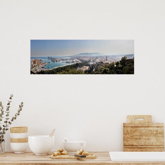 Malaga, Spanje Panorama Poster (Keuken)