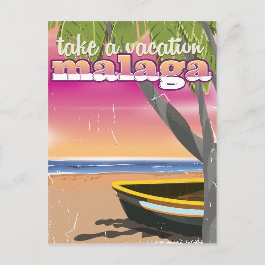 Malaga Spanje reisposter. Briefkaart (Voorkant)